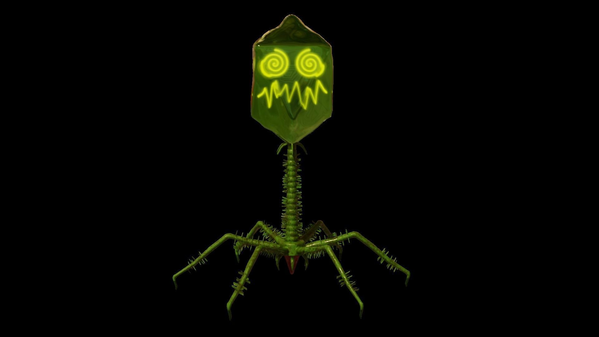microbe 3 - bacteriophage Low-poly 3D model_2