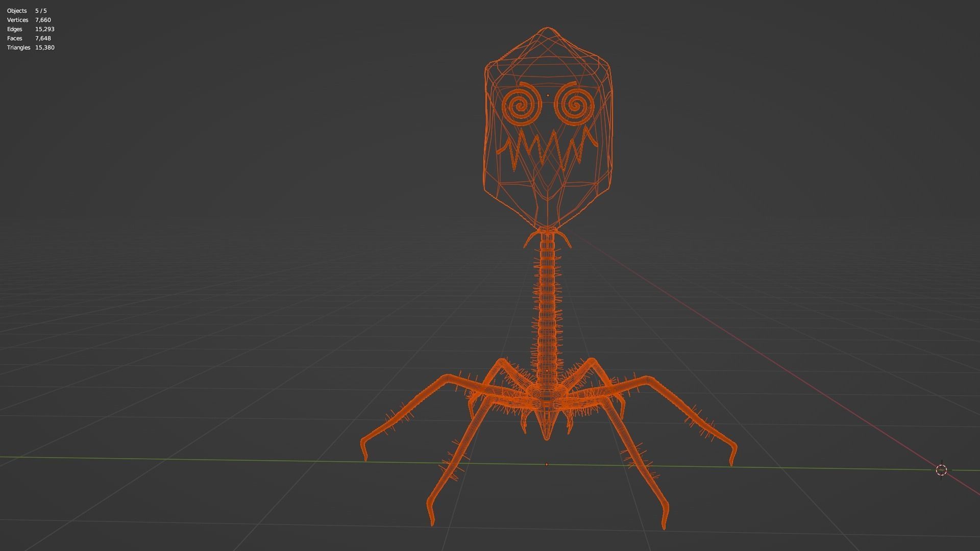microbe 3 - bacteriophage Low-poly 3D model_7
