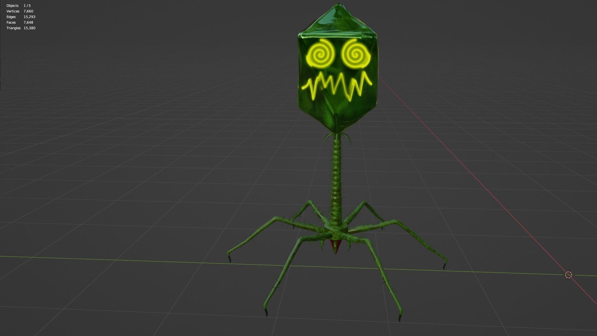 microbe 3 - bacteriophage Low-poly 3D model_6