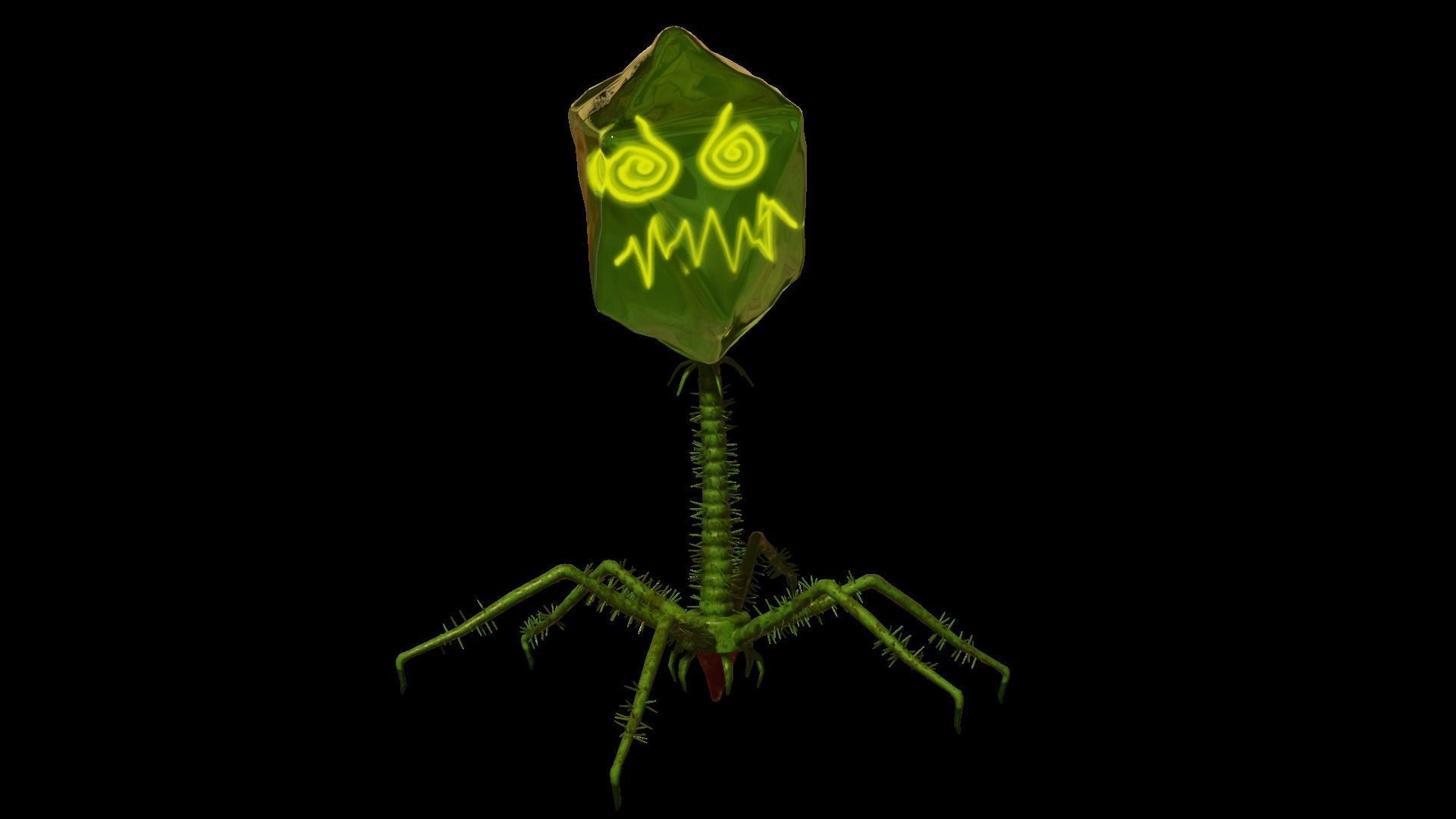 microbe 3 - bacteriophage Low-poly 3D model_3