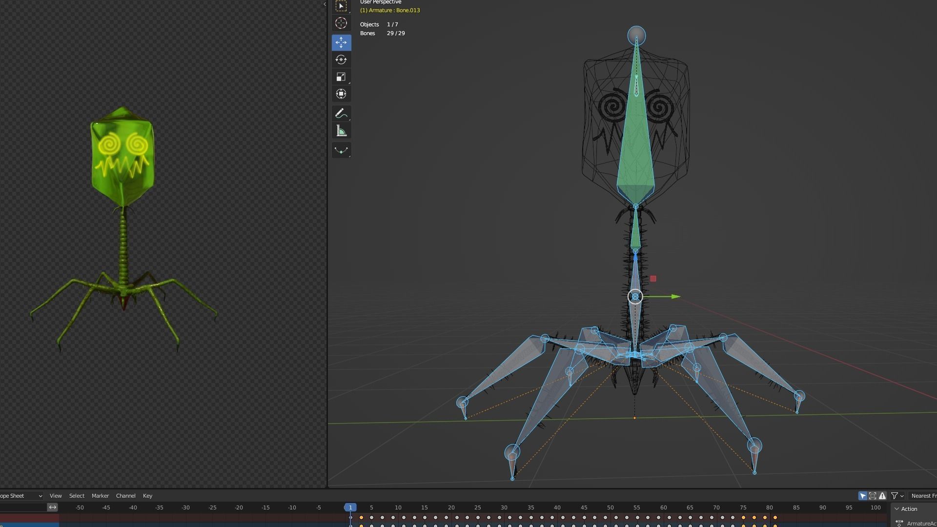 microbe 3 - bacteriophage Low-poly 3D model_10