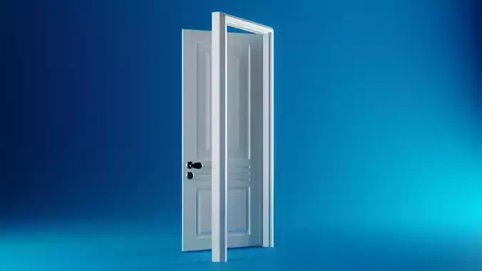 Interior Door with Frame and Handle - Low Poly Game Ready Low-poly 3D model