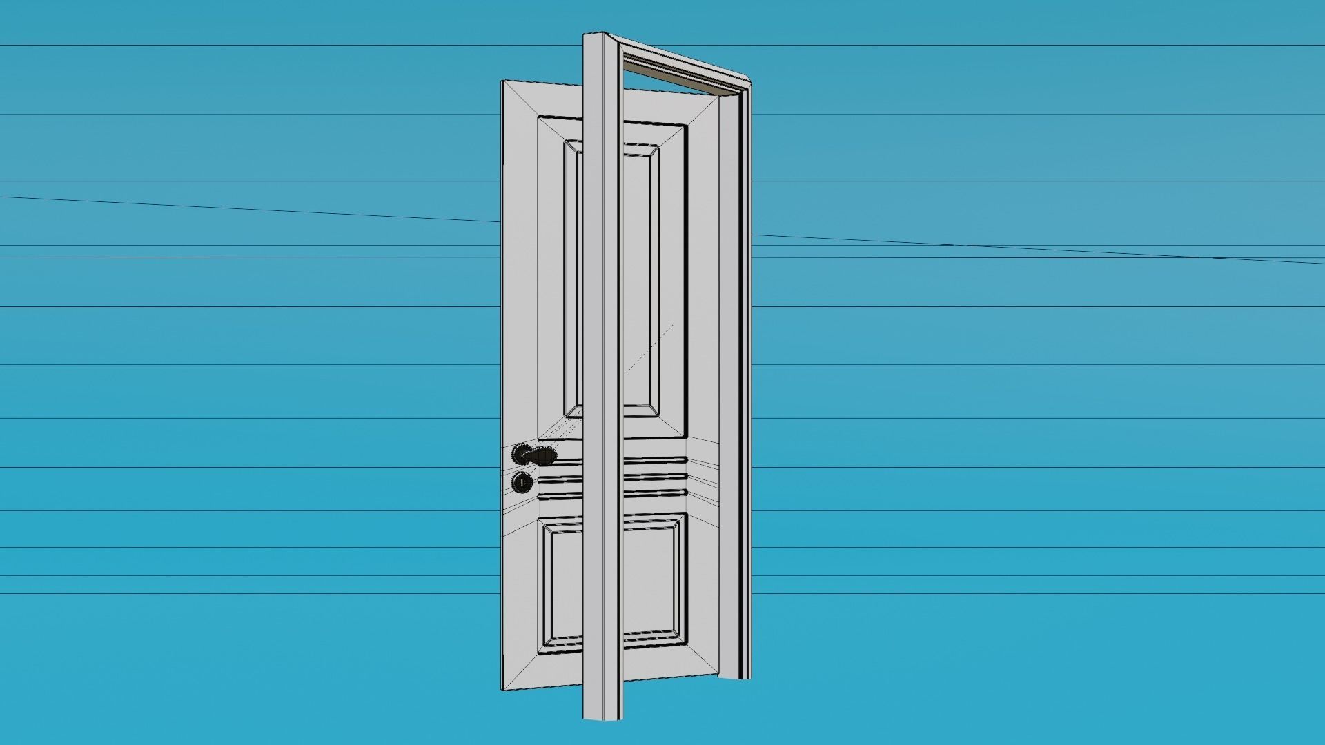 Interior Door with Frame and Handle - Low Poly Game Ready Low-poly 3D model_6
