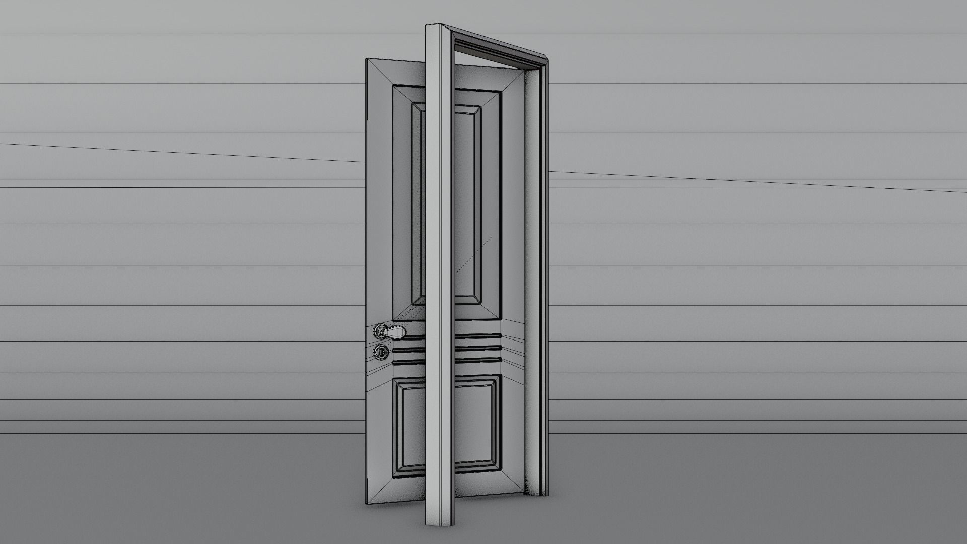 Interior Door with Frame and Handle - Low Poly Game Ready Low-poly 3D model_3
