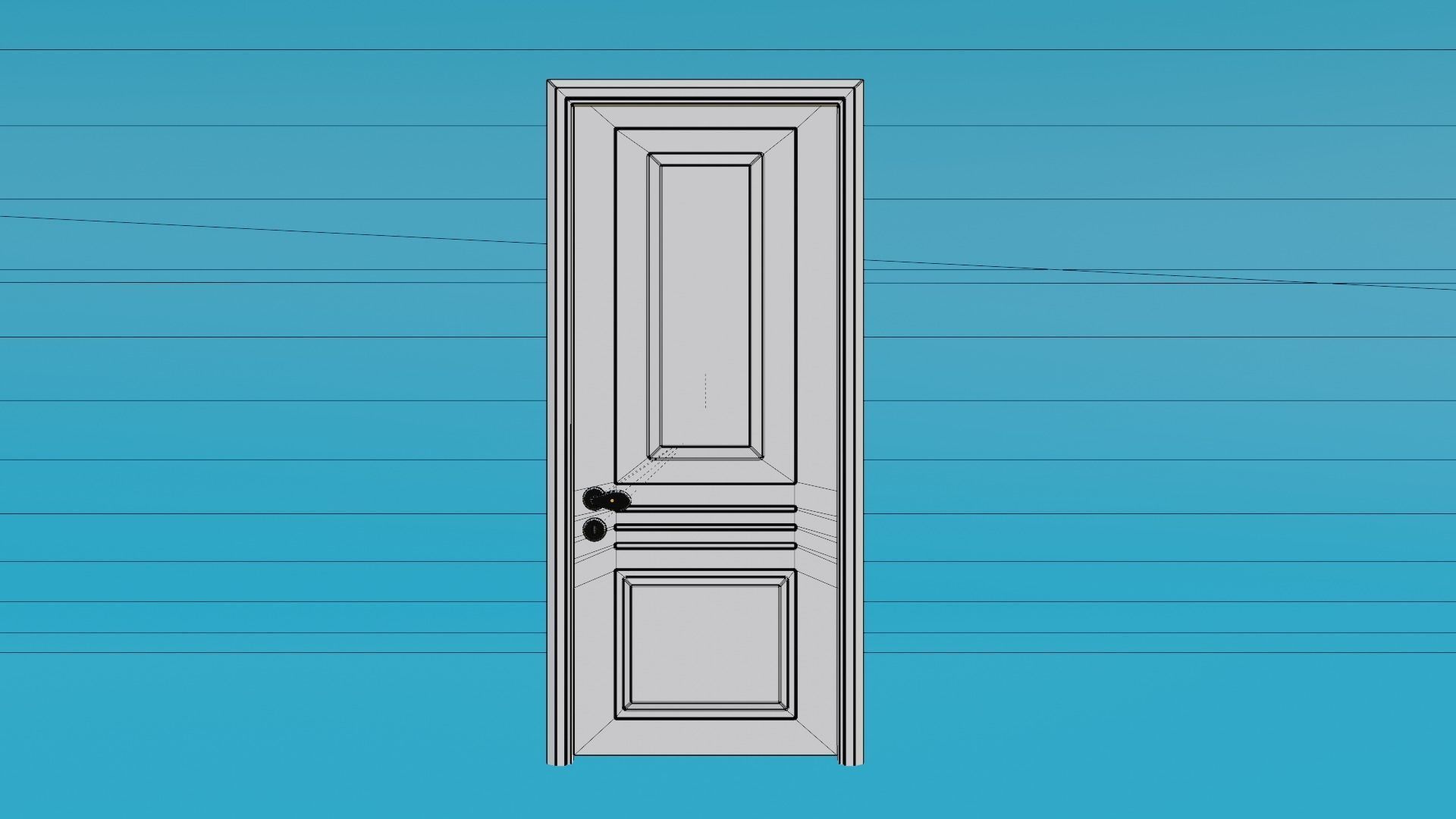 Interior Door with Frame and Handle - Low Poly Game Ready Low-poly 3D model_8