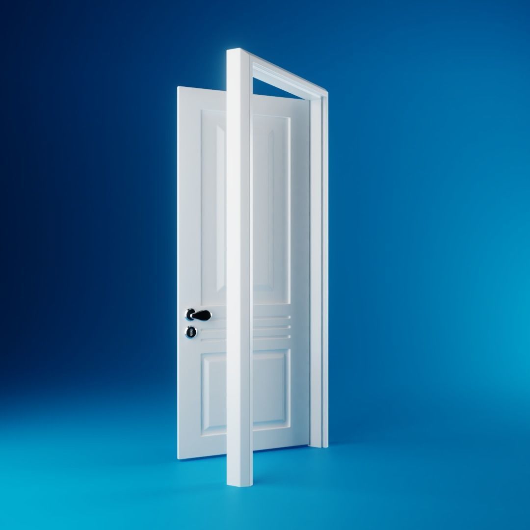 Interior Door with Frame and Handle - Low Poly Game Ready Low-poly 3D model_2