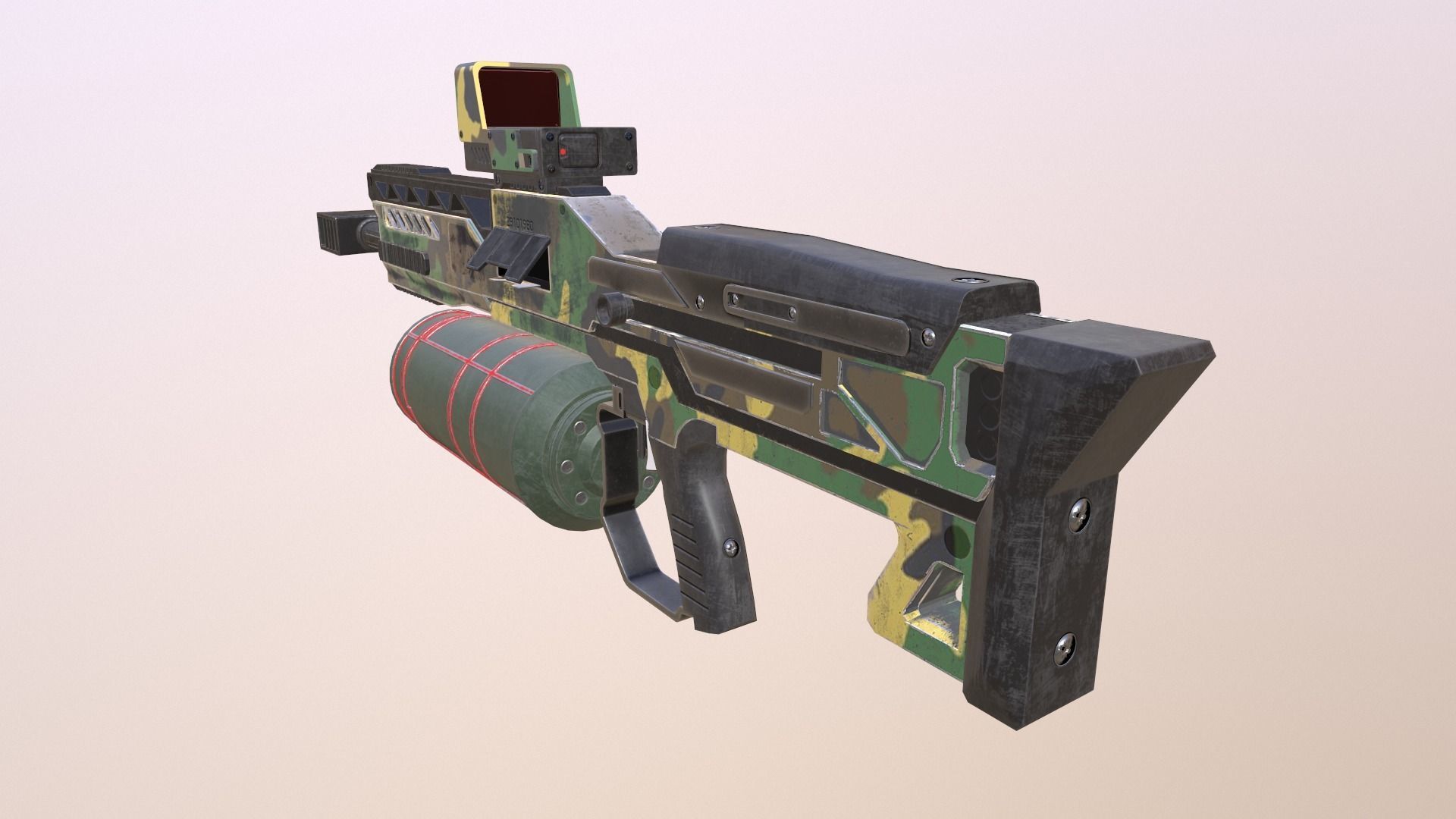 Heavy SCI-FI shotgun low poly game ready model Low-poly 3D model_10