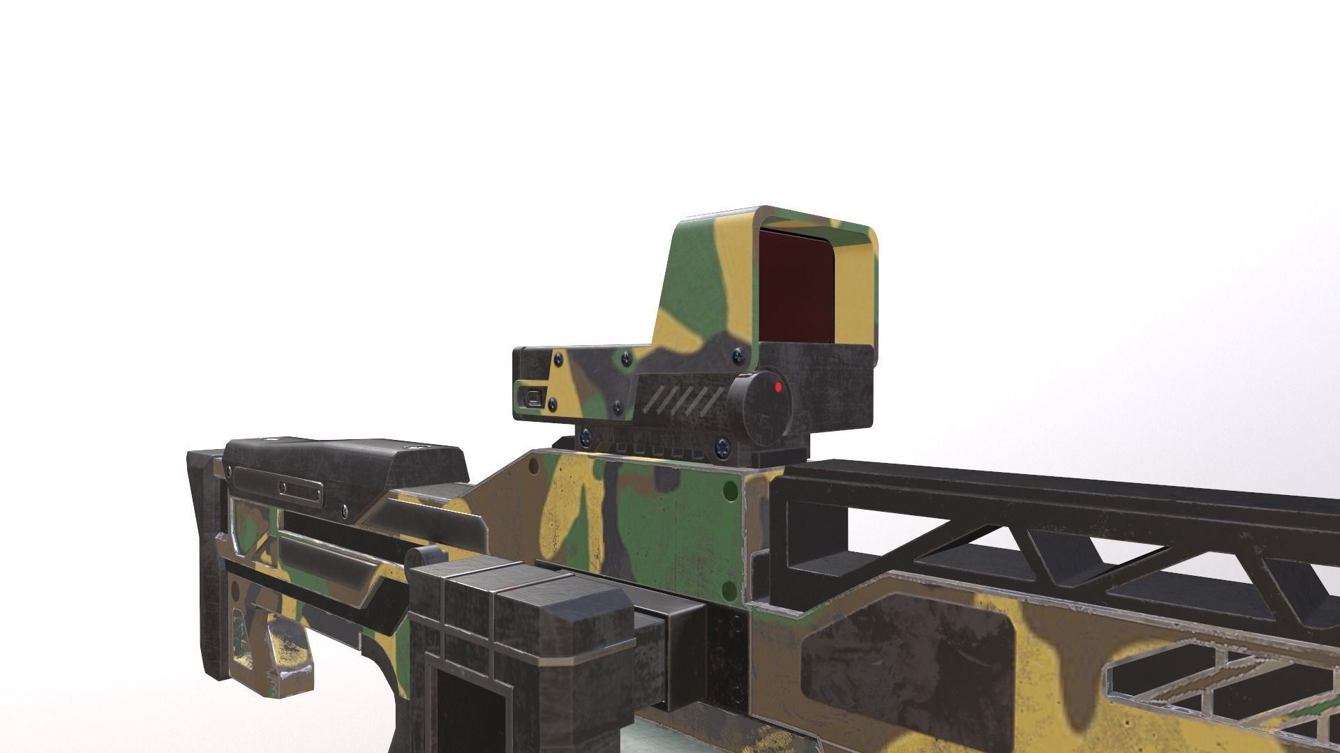 Heavy SCI-FI shotgun low poly game ready model Low-poly 3D model_8