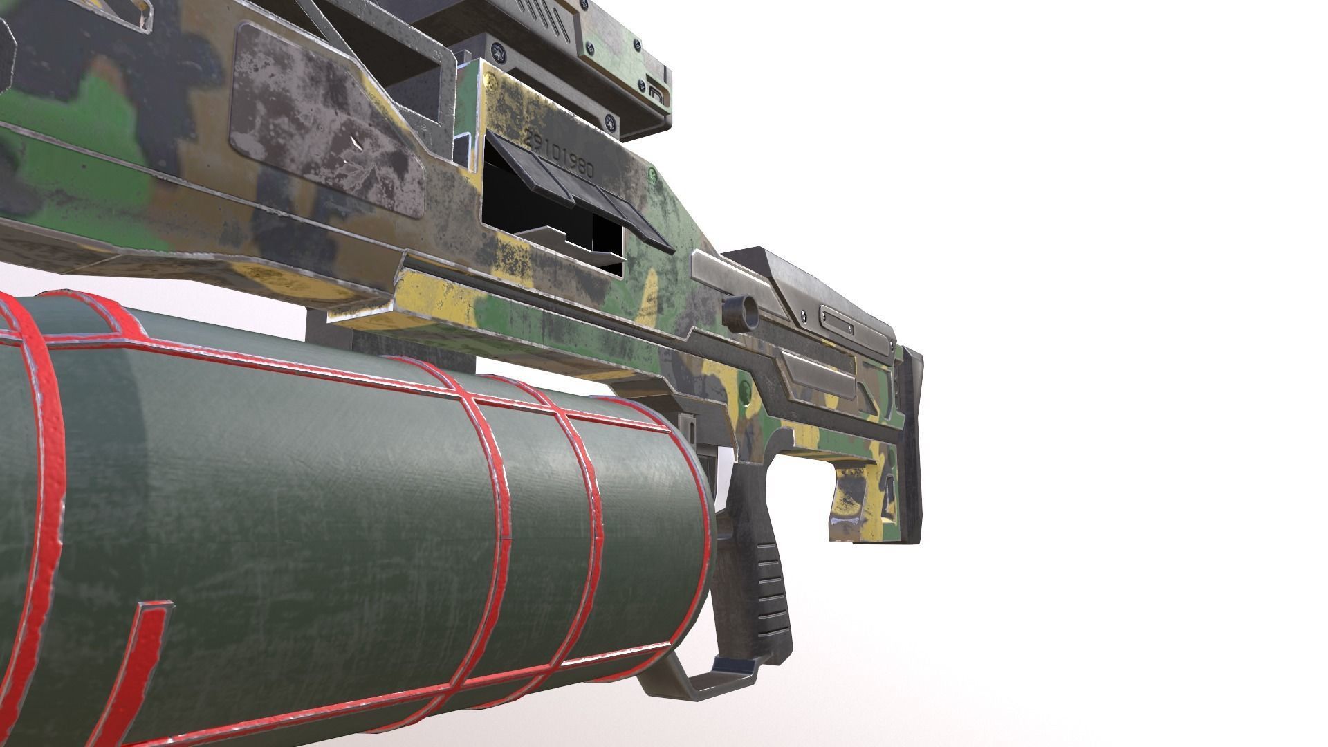 Heavy SCI-FI shotgun low poly game ready model Low-poly 3D model_9