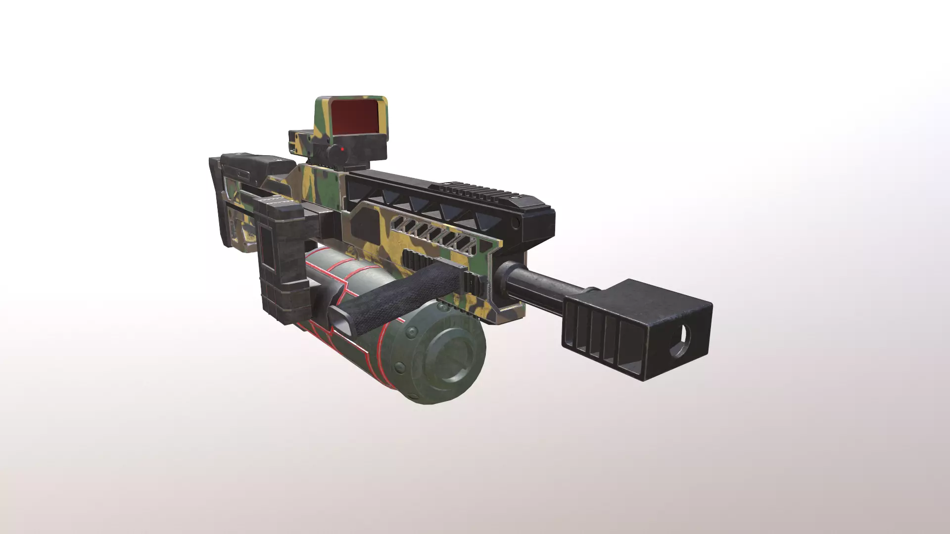 Heavy SCI-FI shotgun low poly game ready model Low-poly 3D model_0