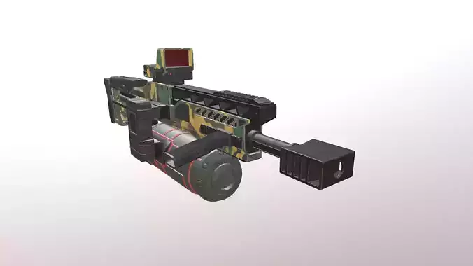 Heavy SCI-FI shotgun low poly game ready model