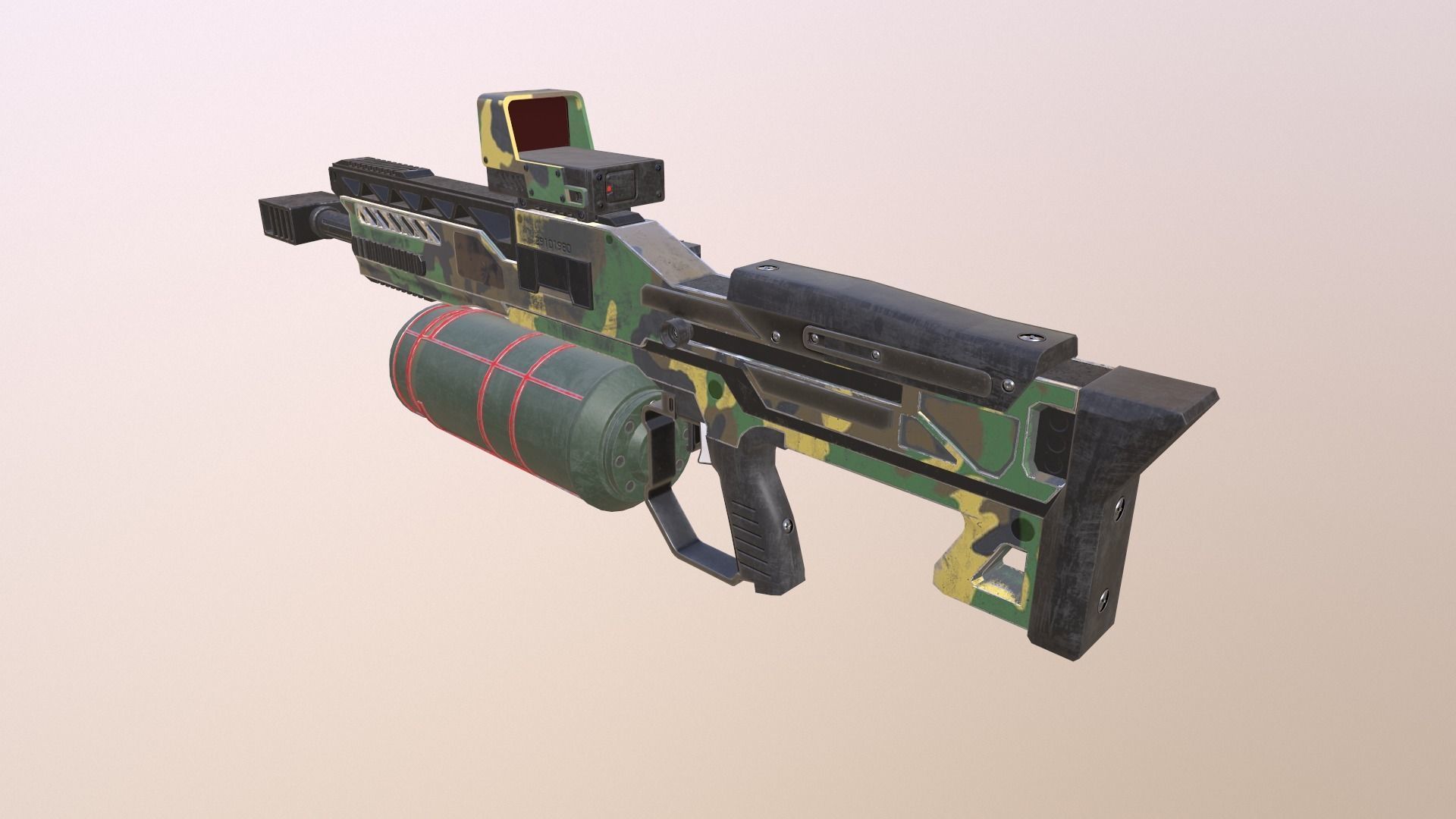 Heavy SCI-FI shotgun low poly game ready model Low-poly 3D model_4