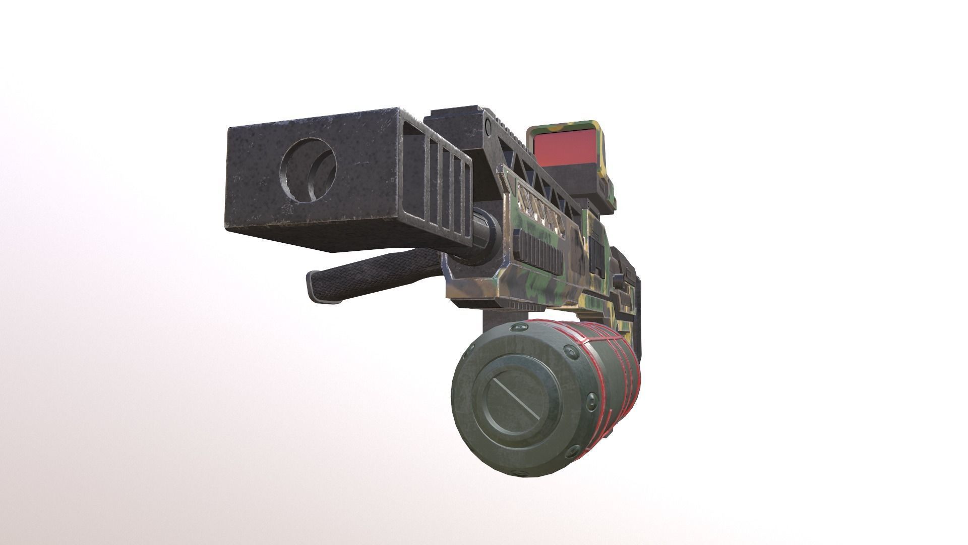 Heavy SCI-FI shotgun low poly game ready model Low-poly 3D model_5