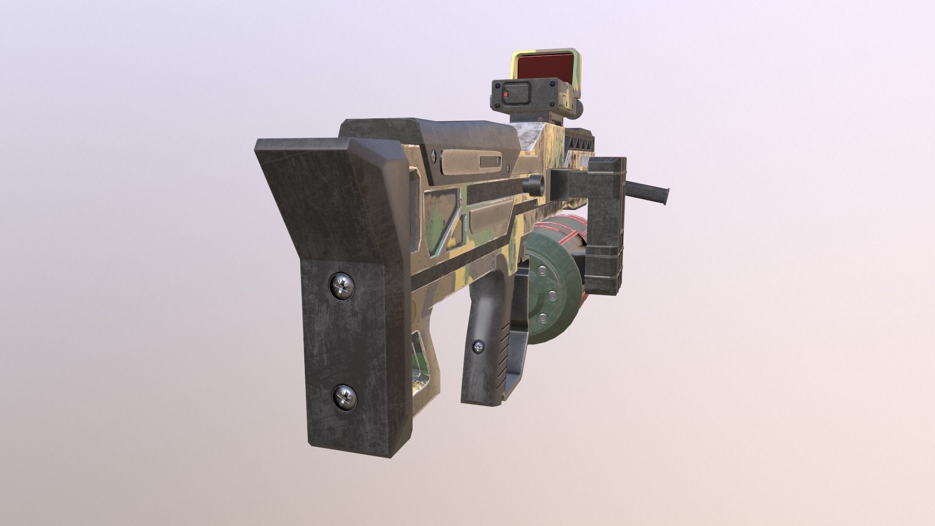 Heavy SCI-FI shotgun low poly game ready model Low-poly 3D model_6