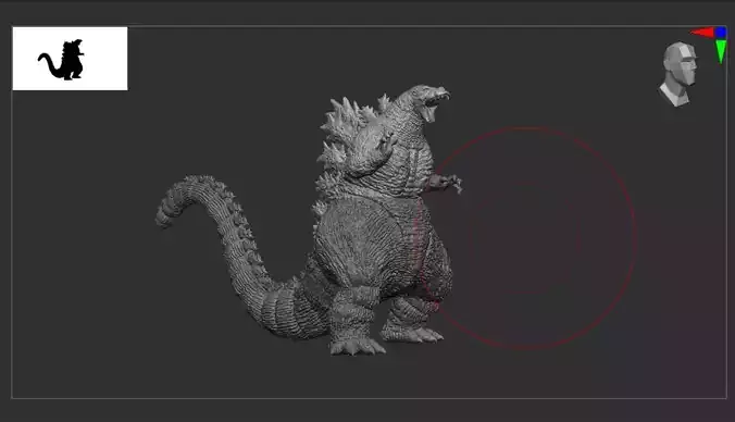 Classic Godzilla sculpted in Zbrush 1 piece ready to 3D print 3D print model