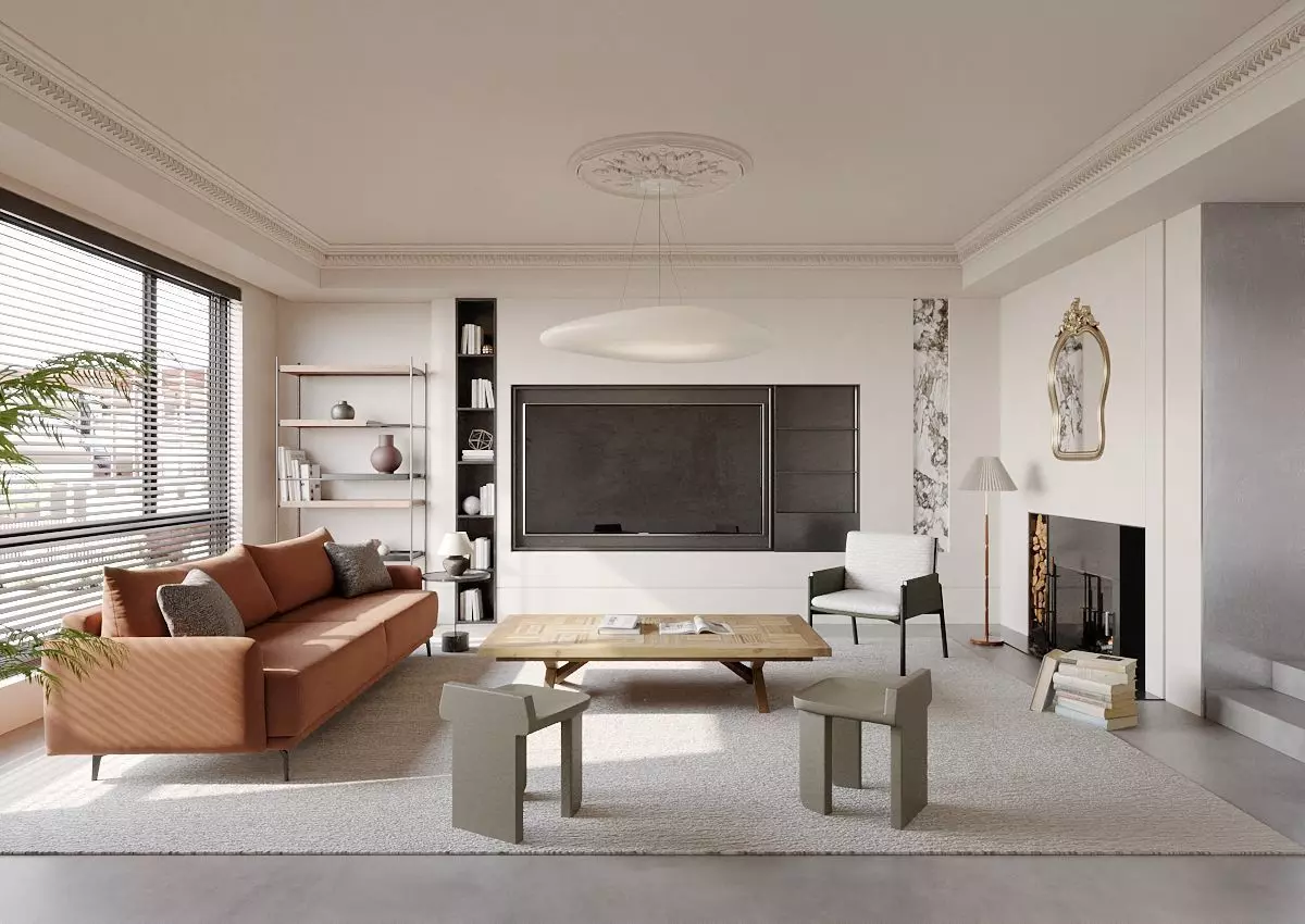 FREE- Living room scene 3D model Free low-poly 3D model_0