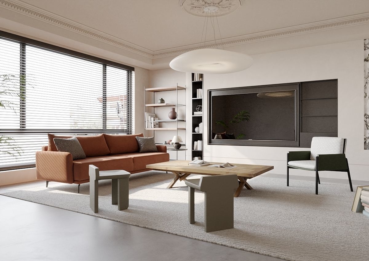 FREE- Living room scene 3D model Free low-poly 3D model_1