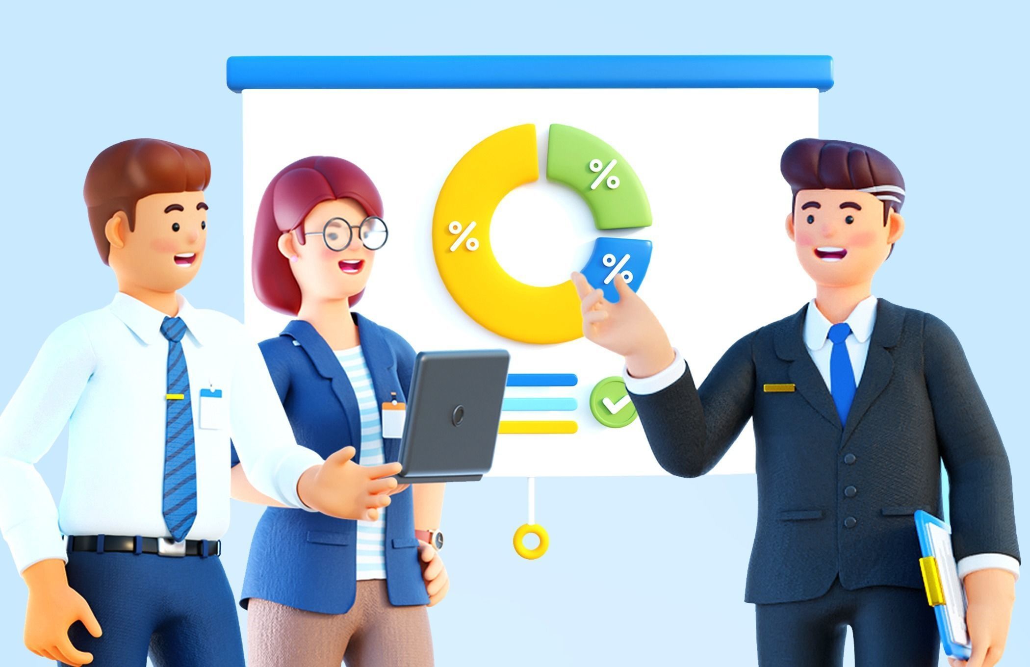 Simple Characters Office Team - Business Woman - Businessman 3D model_3