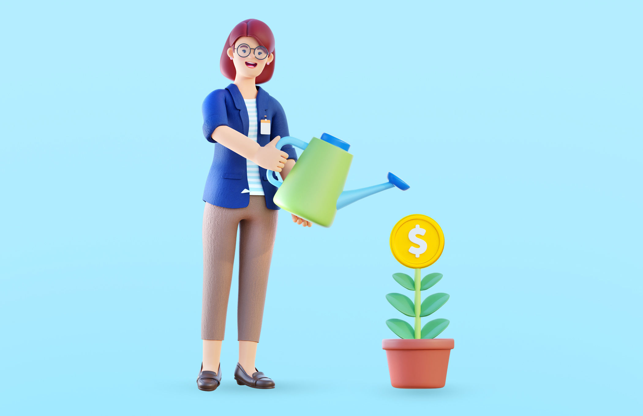 Simple Characters Office Team - Business Woman - Businessman 3D model_12