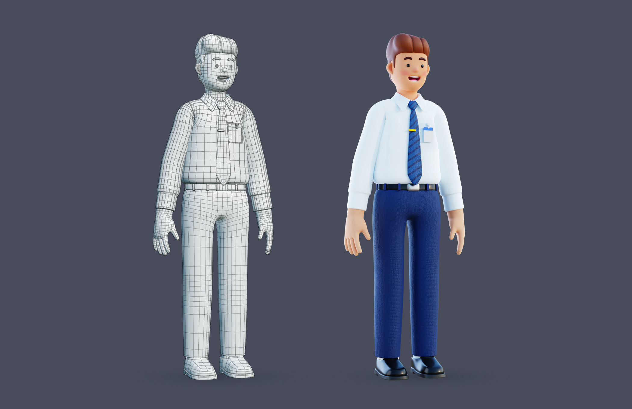 Simple Characters Office Team - Business Woman - Businessman 3D model_13