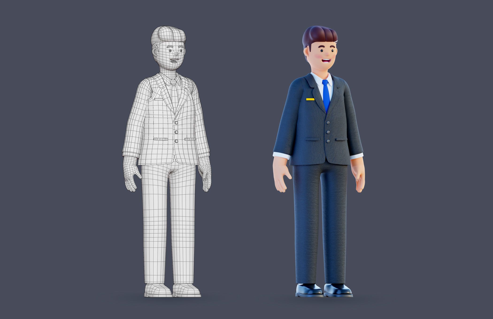 Simple Characters Office Team - Business Woman - Businessman 3D model_15