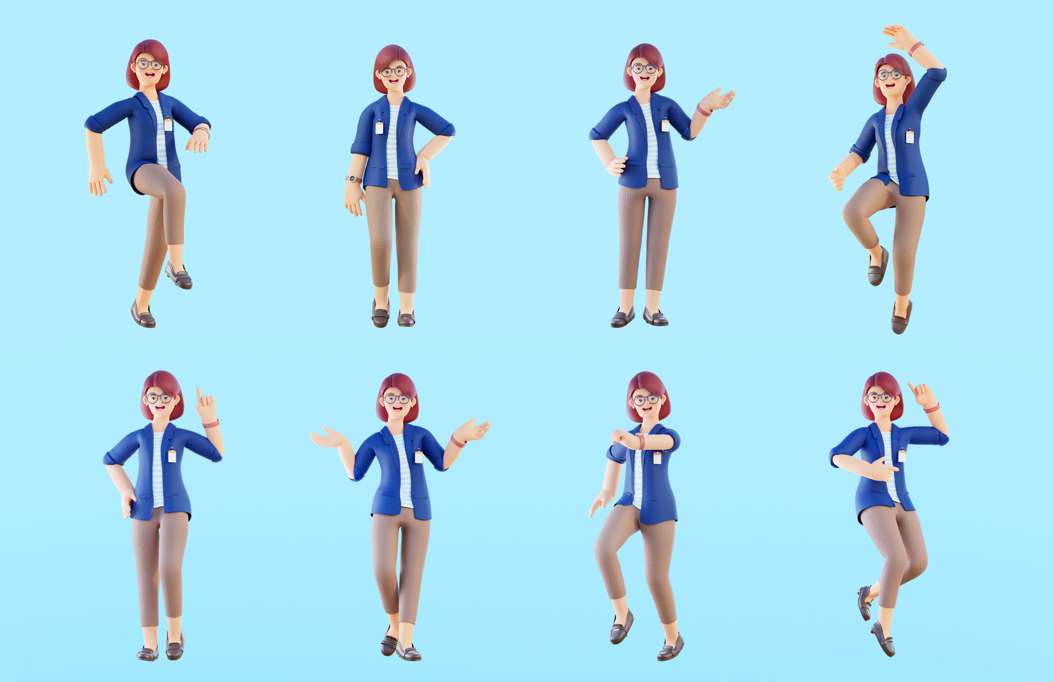 Simple Characters Office Team - Business Woman - Businessman 3D model_10