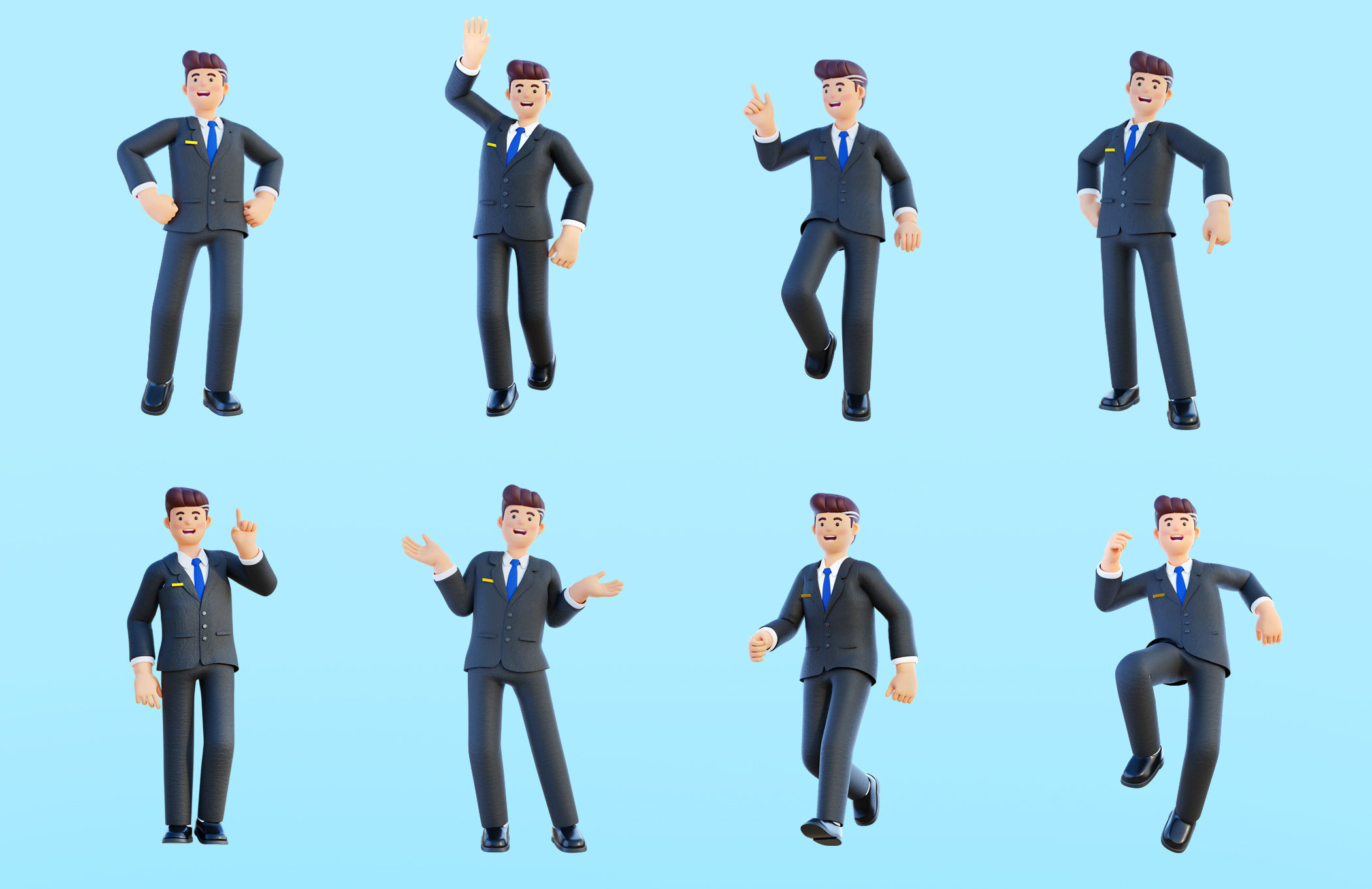 Simple Characters Office Team - Business Woman - Businessman 3D model_4