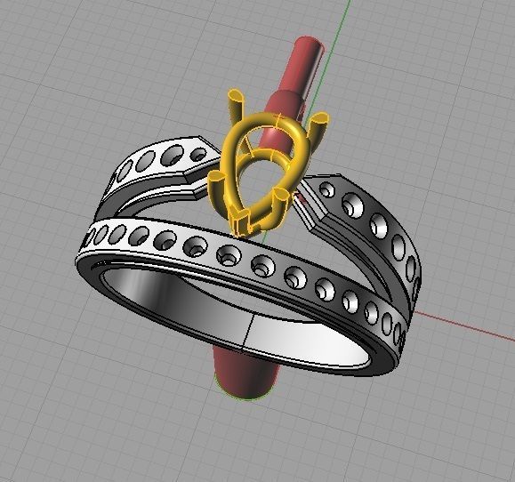 YD297 person diamond engagement ring 3D print model_17