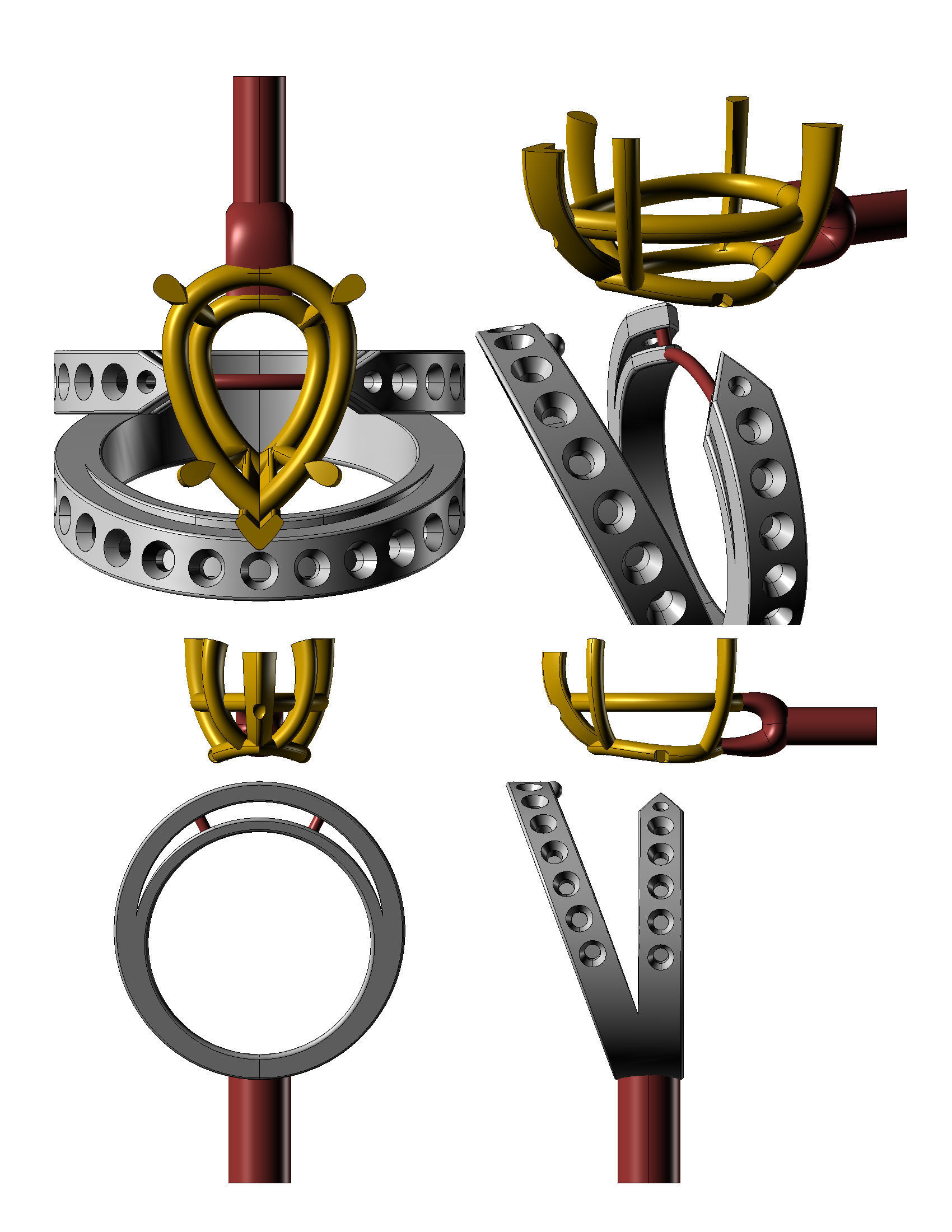 YD297 person diamond engagement ring 3D print model_16