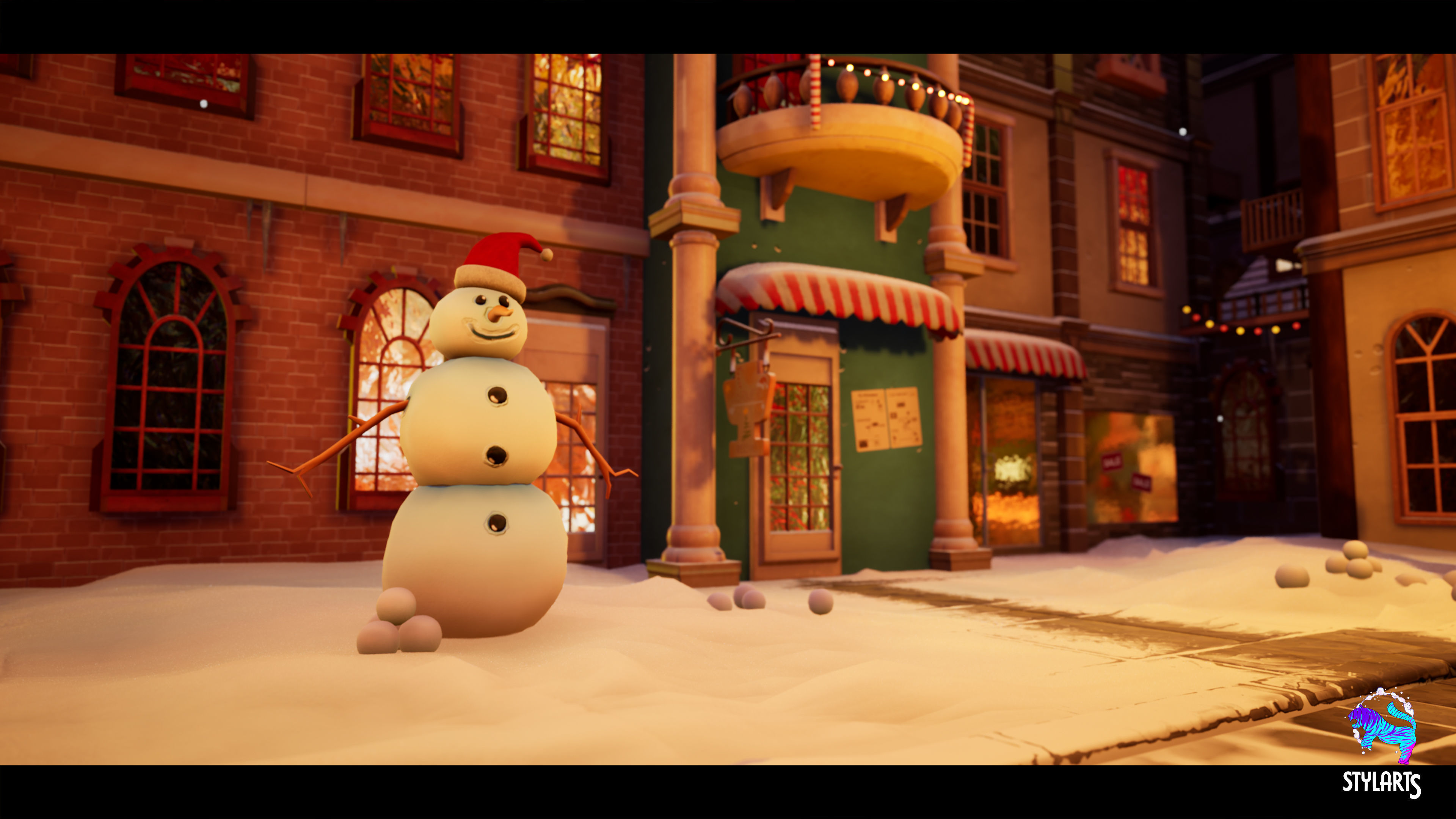 Modular Stylized Christmas Market Low-poly 3D model_6