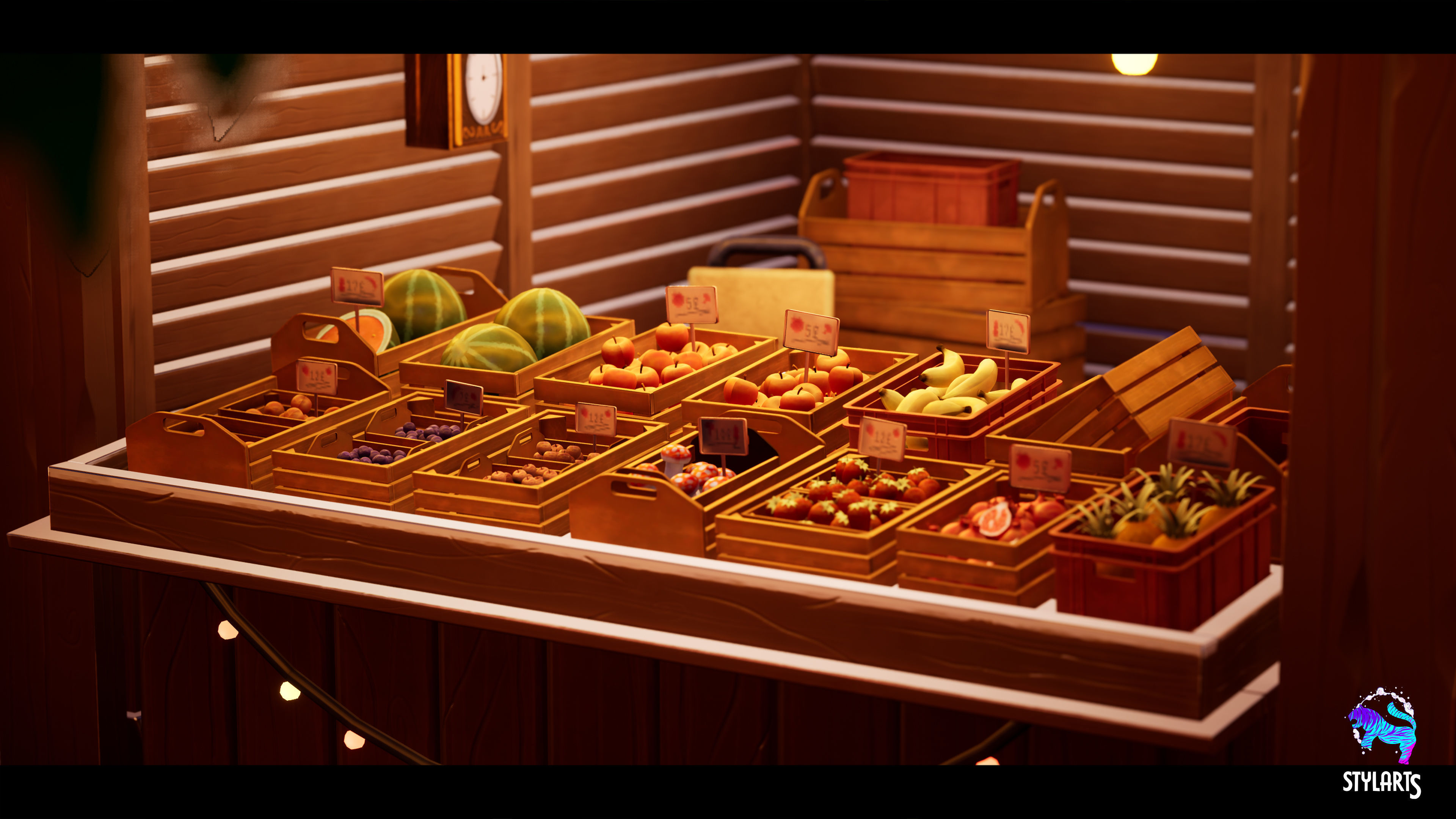 Modular Stylized Christmas Market Low-poly 3D model_4