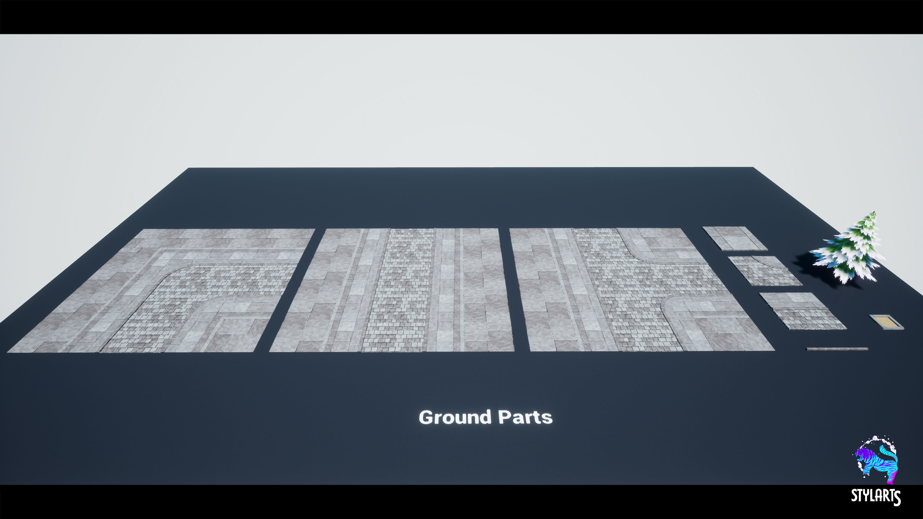 Modular Stylized Christmas Market Low-poly 3D model_15