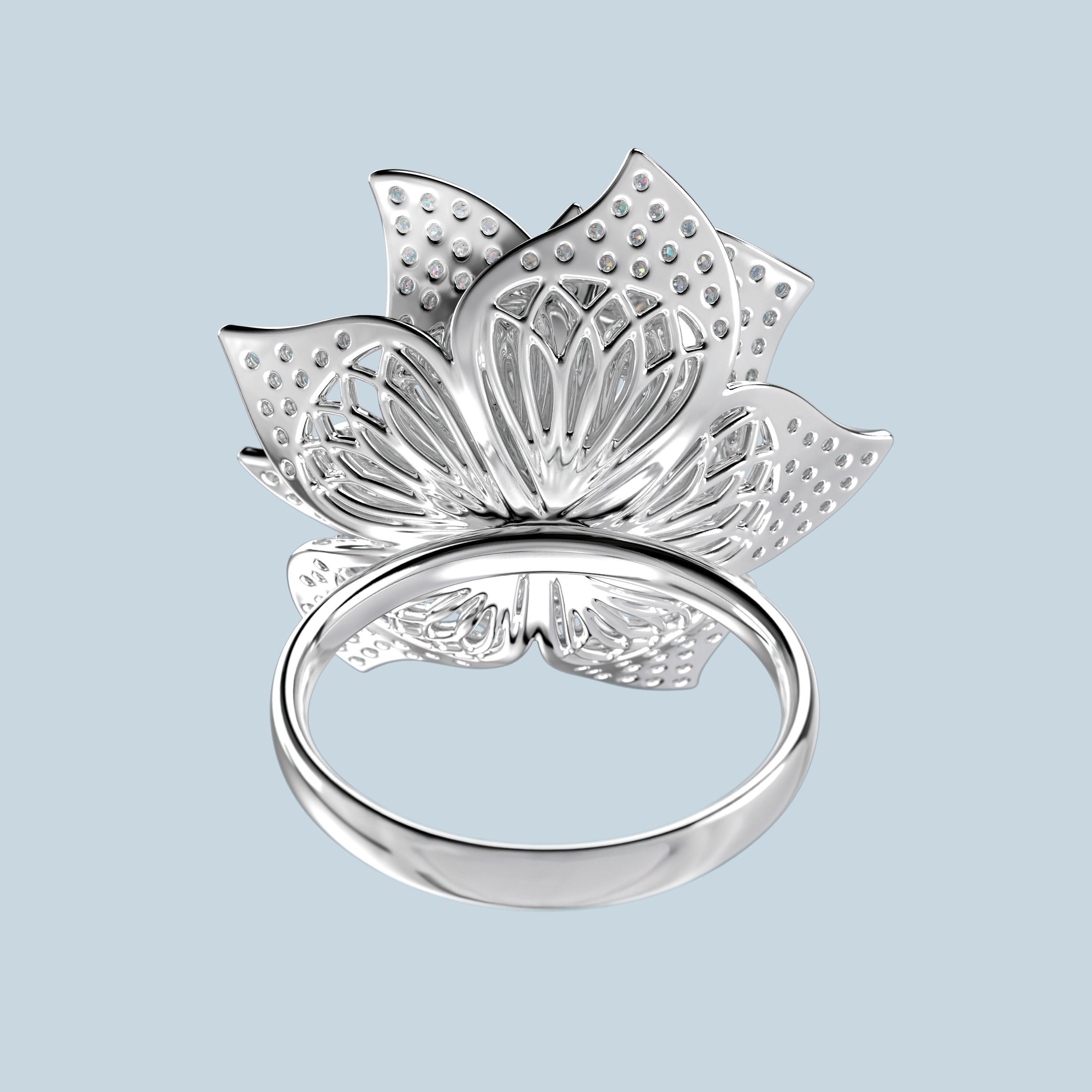 Cactus flower ring 3D print model_3