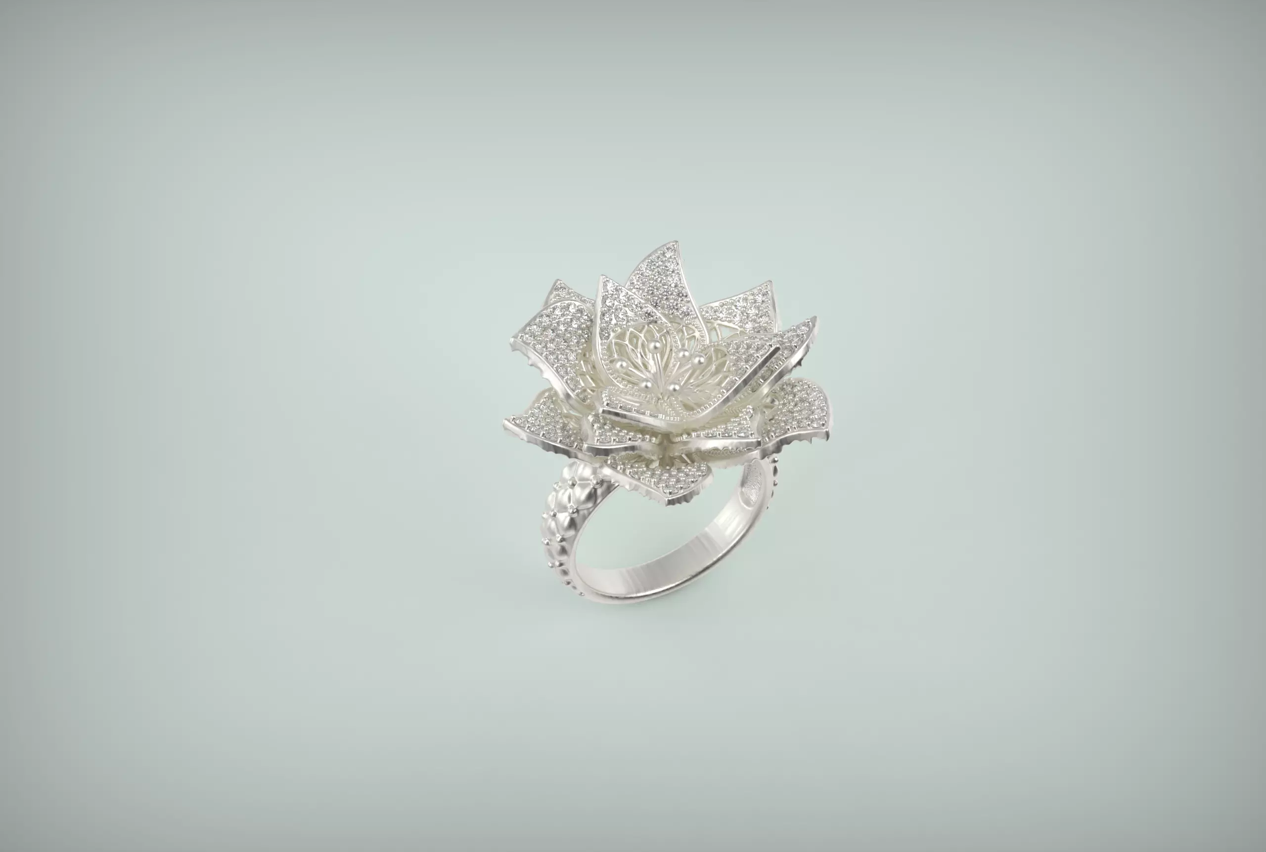Cactus flower ring 3D print model_0