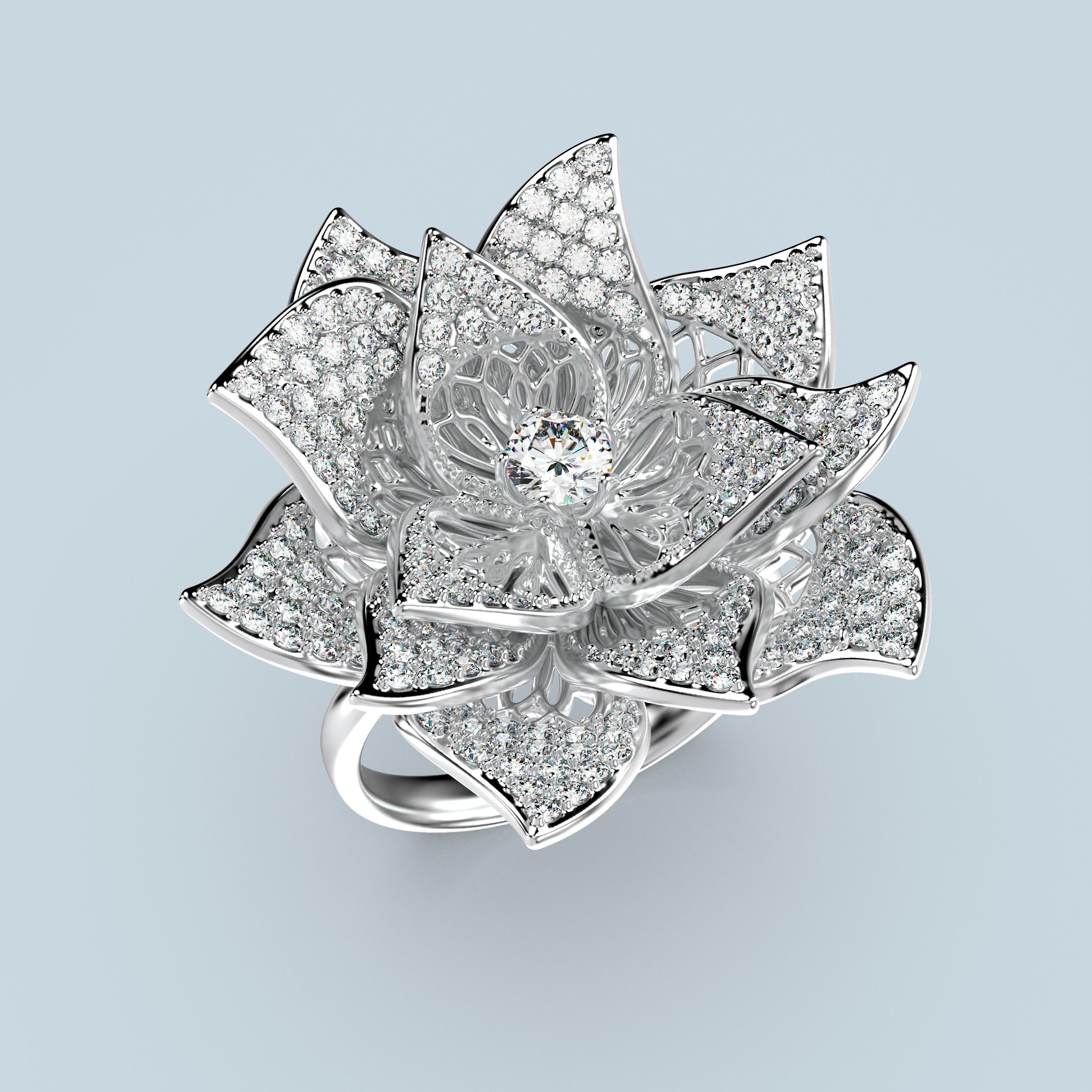 Cactus flower ring 3D print model_2