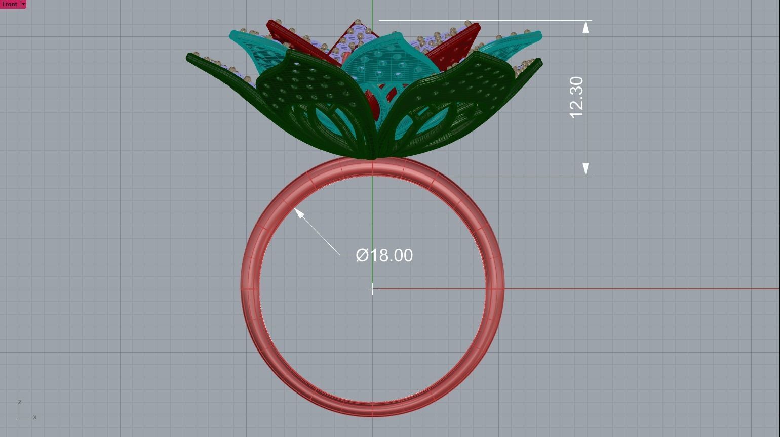 Cactus flower ring 3D print model_7