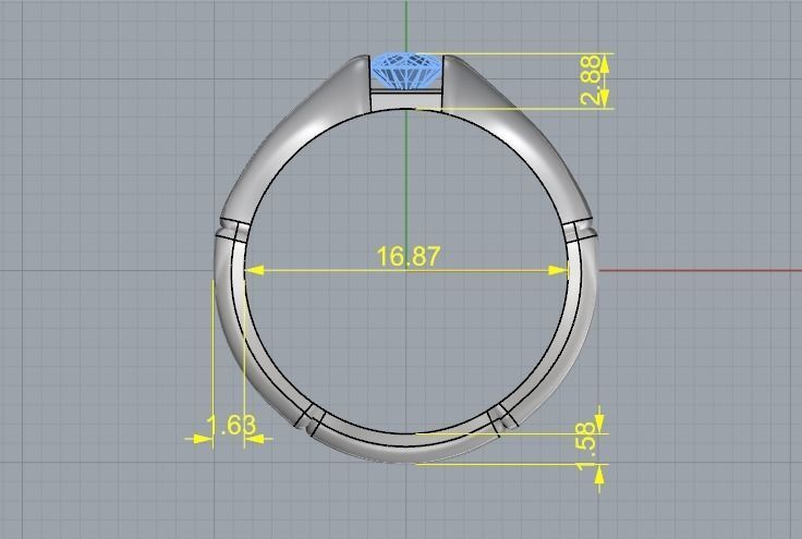 Ring with one stone Model 2627 3D print model_6