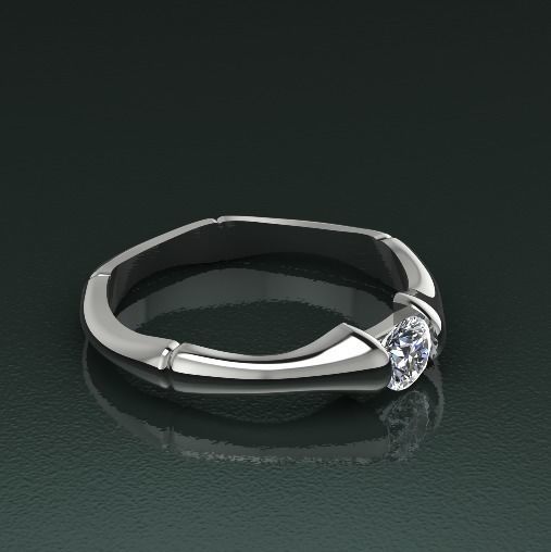 Ring with one stone Model 2627 3D print model_1