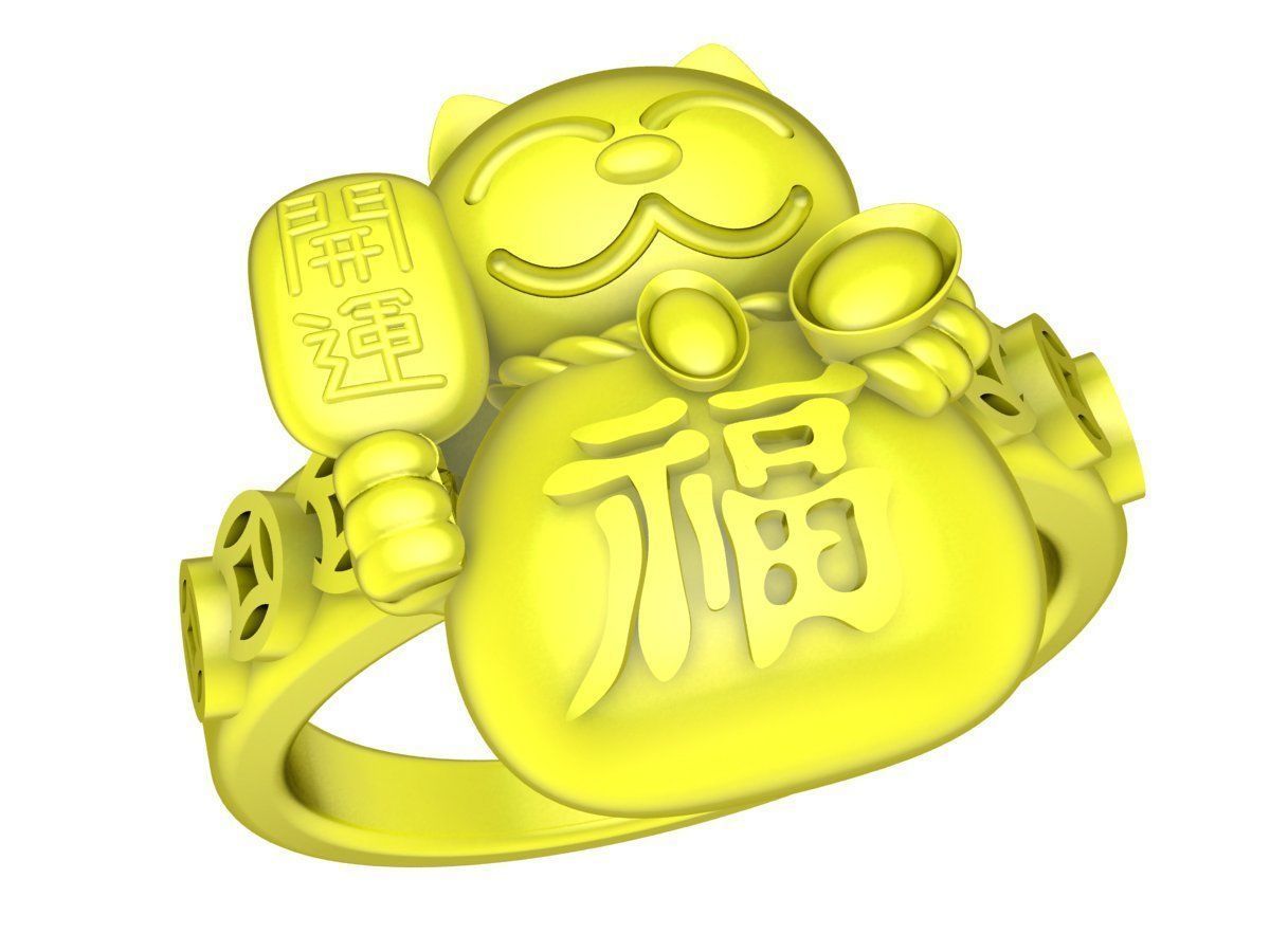 Zodiac Hello Cat and chinese coins ring 4356 3D print model_5