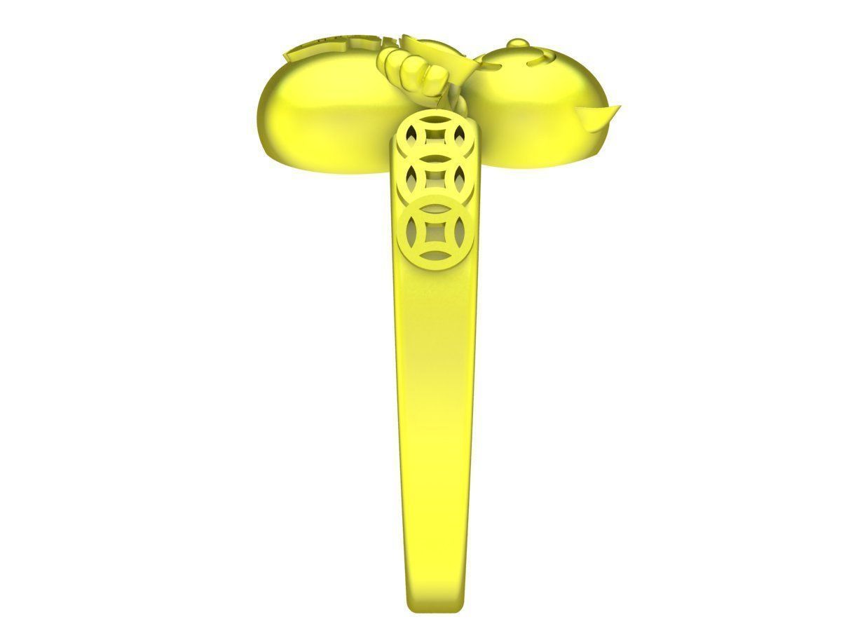 Zodiac Hello Cat and chinese coins ring 4356 3D print model_2