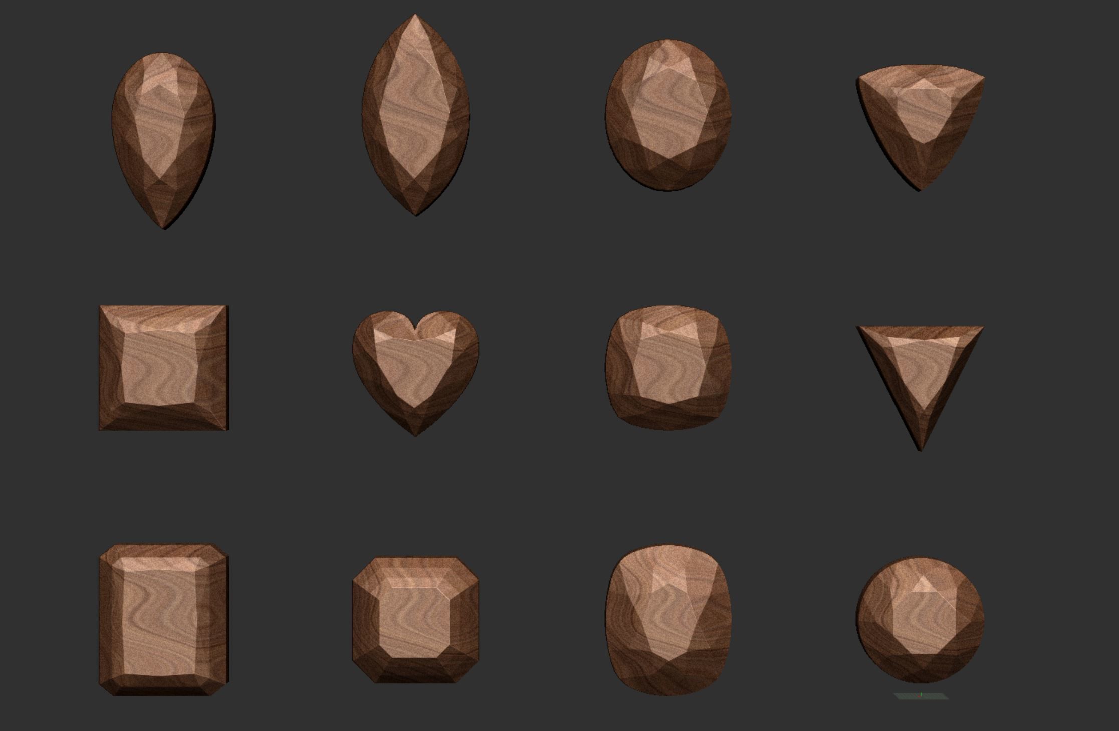 FLAT BACK Variety Gemstone big shape brilliant cut 3d files 3D print model_1