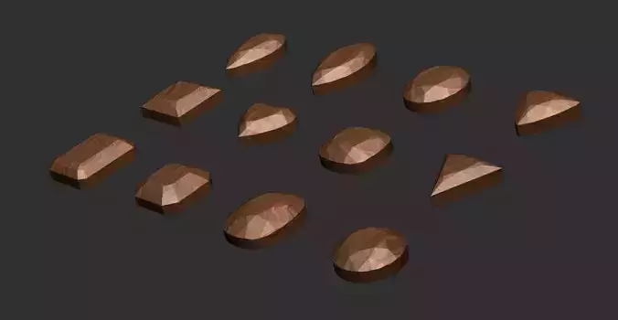 FLAT BACK Variety Gemstone big shape brilliant cut 3d files