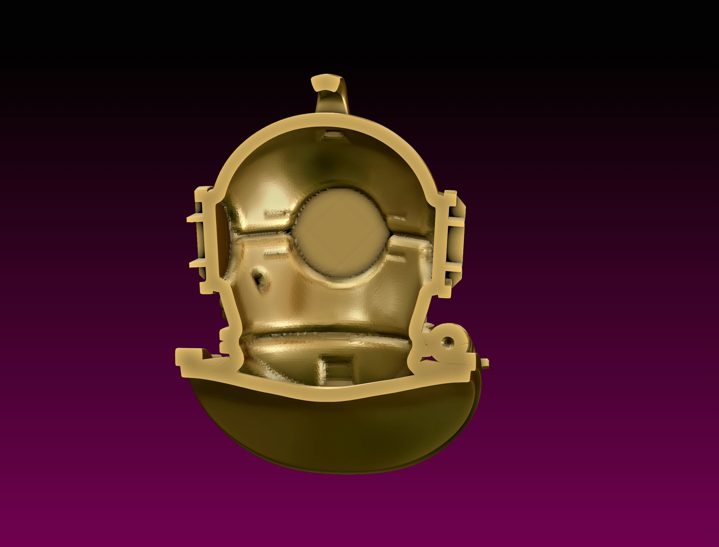 Diving Helmet Pendant 3D print model_7