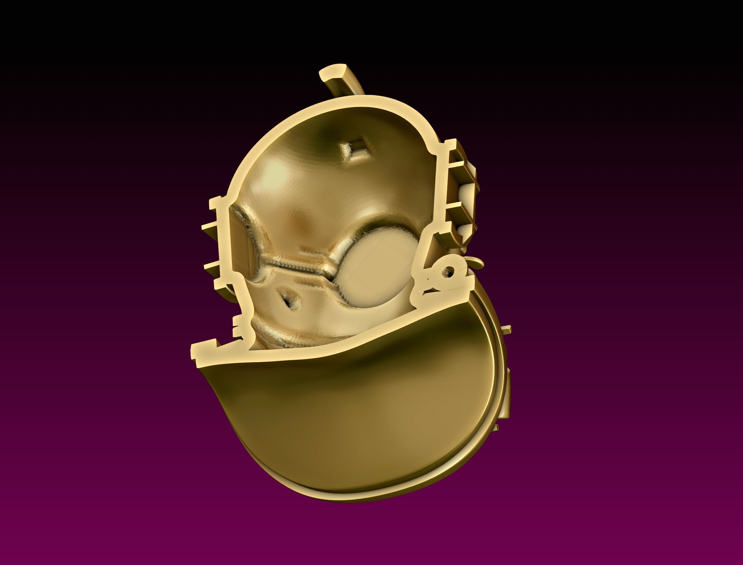 Diving Helmet Pendant 3D print model_15