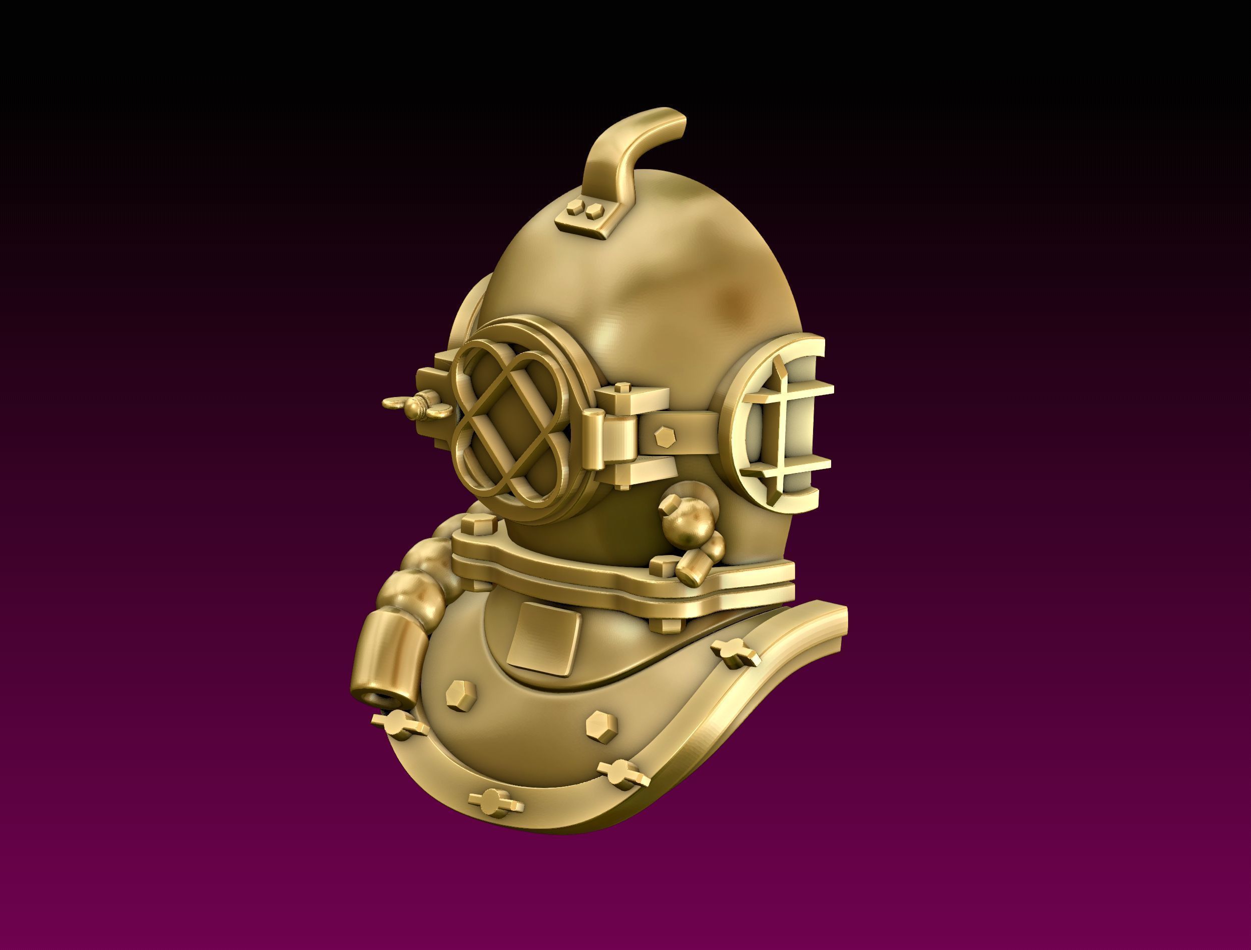 Diving Helmet Pendant 3D print model_3