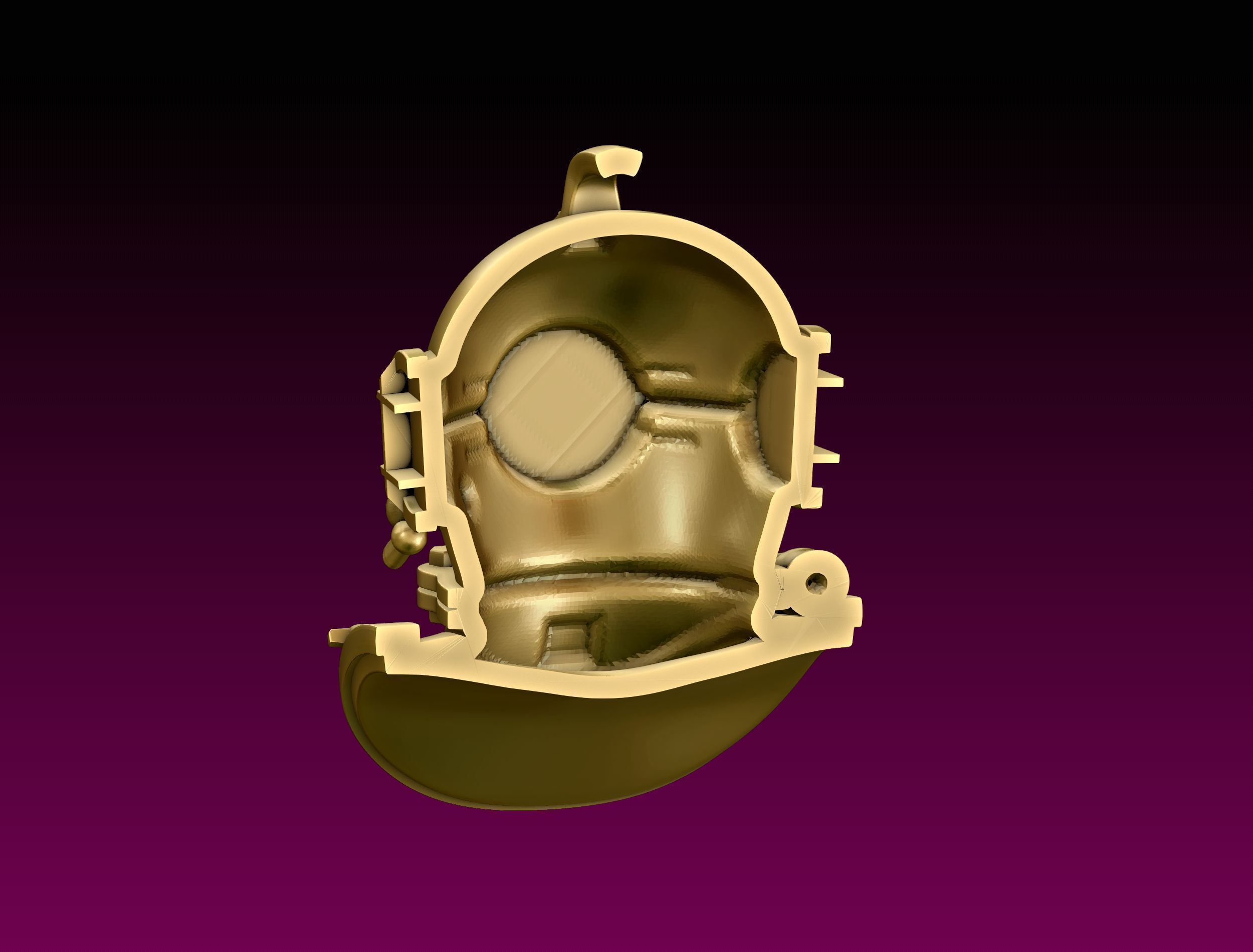 Diving Helmet Pendant 3D print model_6