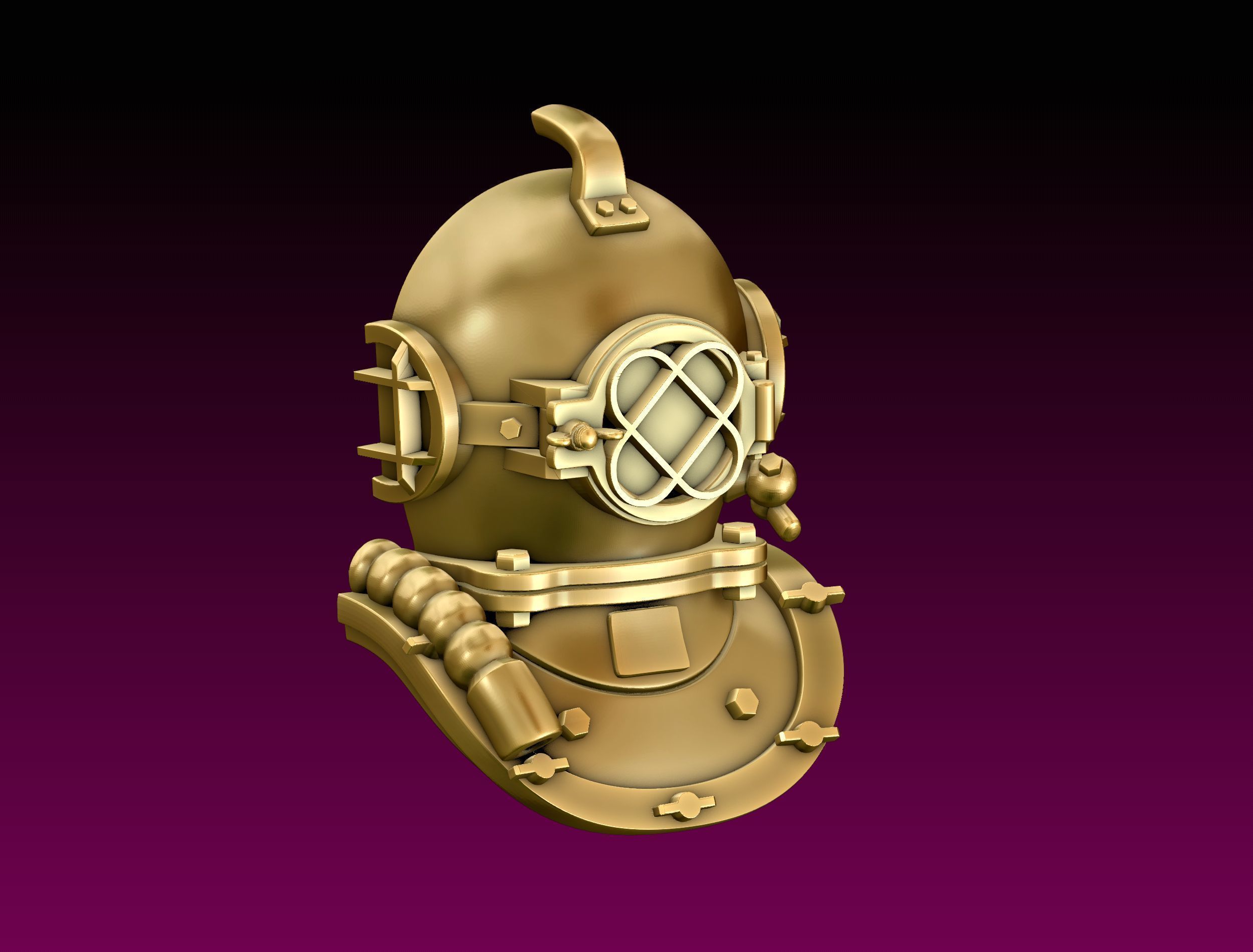 Diving Helmet Pendant 3D print model_1