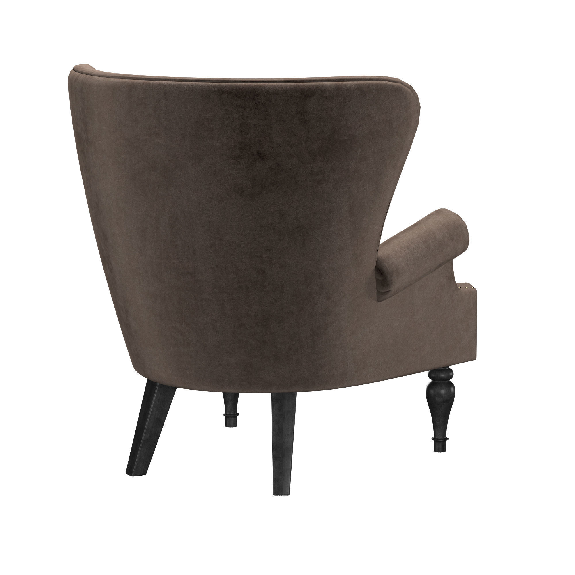 English Club Velvet Chair Wings 3D model_5