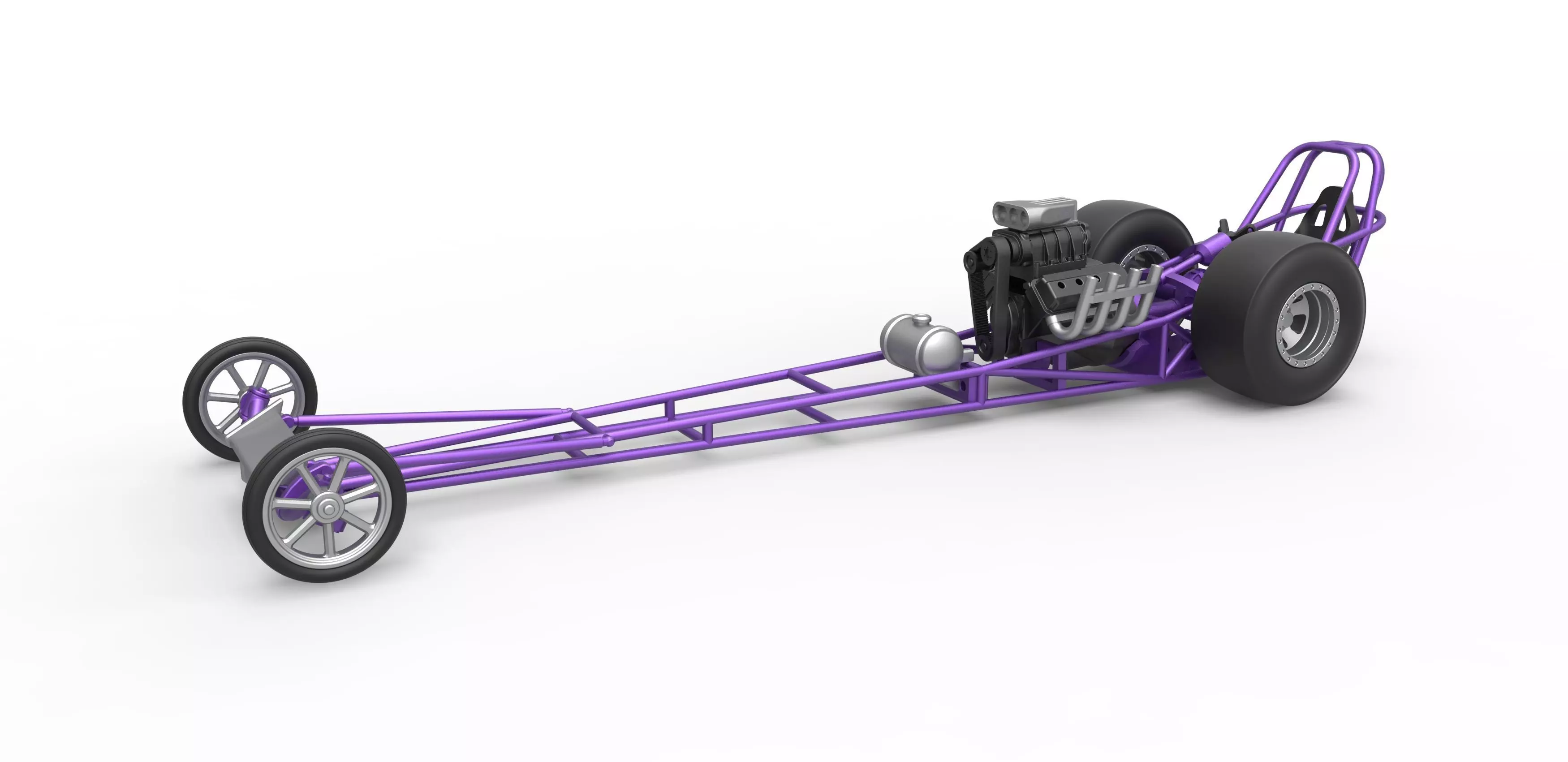 Front engine dragster with V8 Scale 1 to 25 3D print model