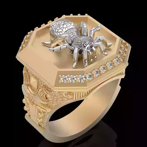 Spider ring silver gold printable jewelry 3D model